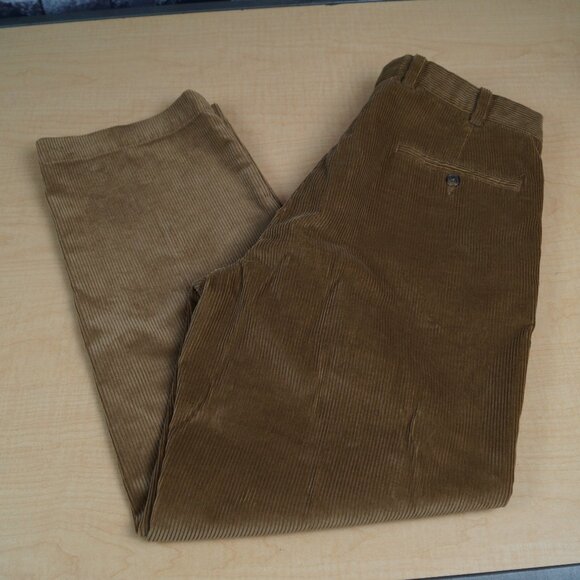 Brooks Brothers Hudson Corduroy Pants Camel Tan Flat Front Trousers Mens 33 x 30 - Picture 1 of 7